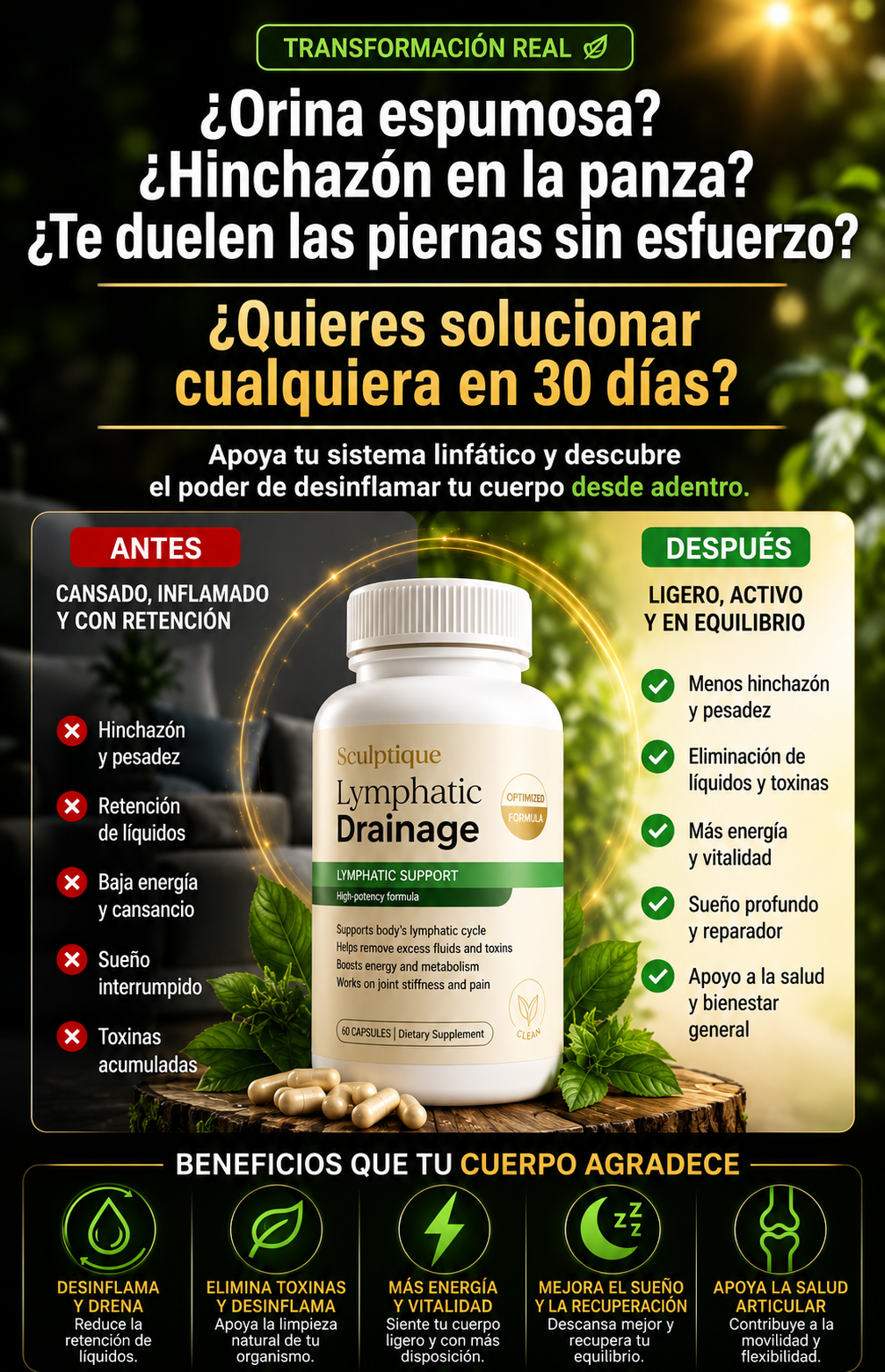 Orina Espumosa? hinchazón en la panza? Te duelen las piernas sin esfuerzo? Quieres solucionar cualquiera en 30 dias?
